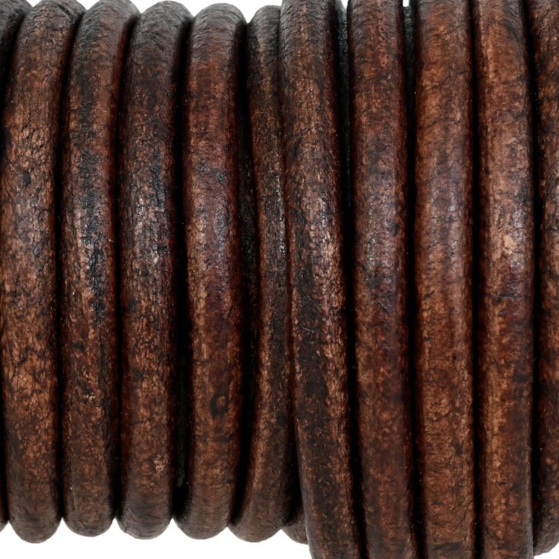 GENIQUE Real/Genuine Round Leather String Cord for Necklace, Bracelets, Jewellery, Braiding (5mm, Antique Brown Distressed) - Image 3